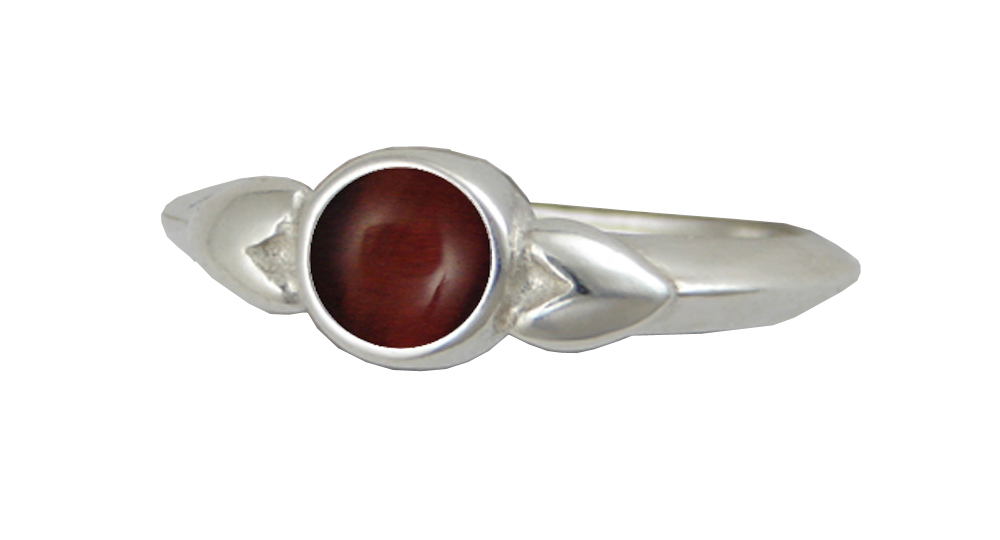 Sterling Silver When Two Hearts Are One Ring With Red Tiger Eye Size 9